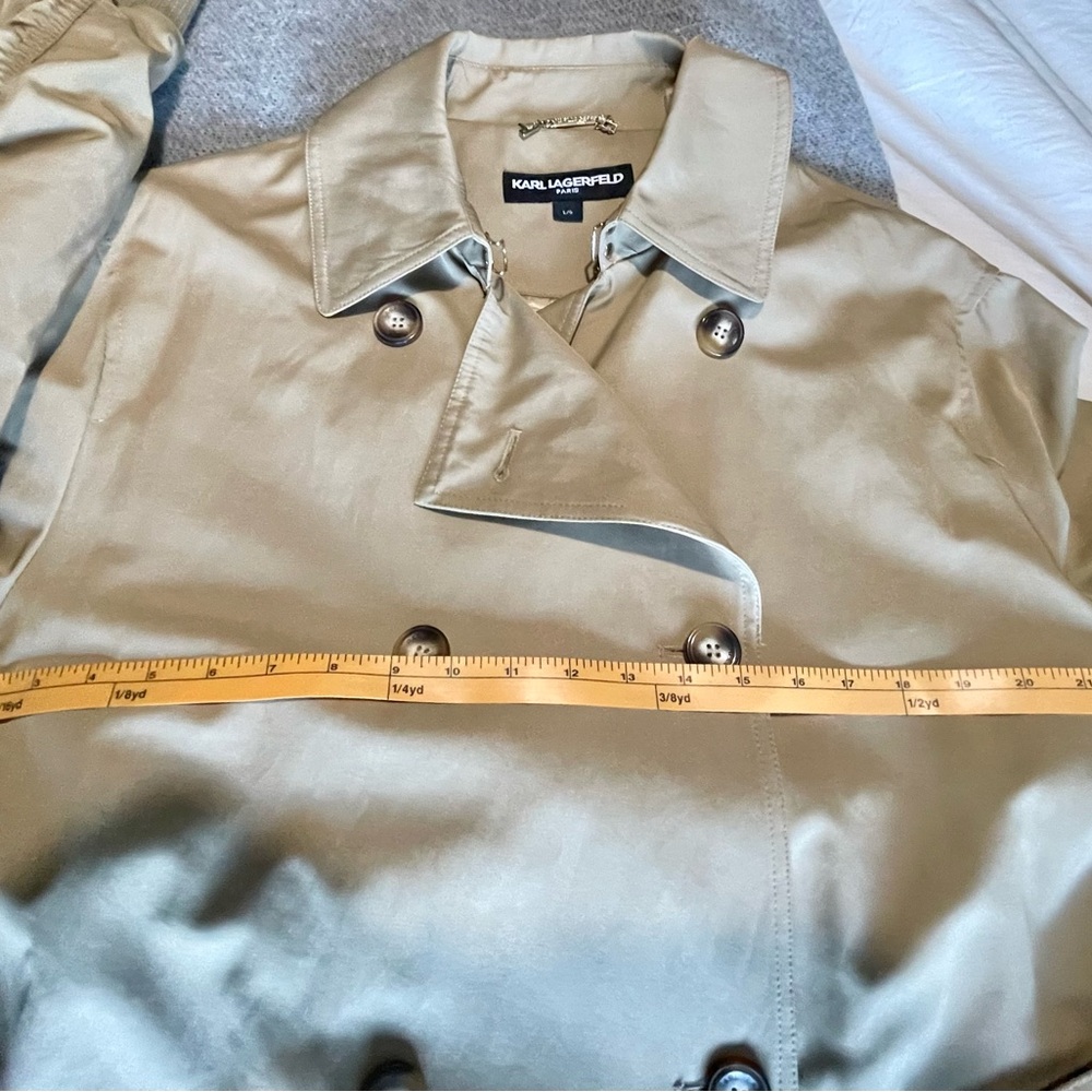 Karl Lagerfeld Gabardine Rushed Sleeve Trench Coat NWT - Picture 15 of 17